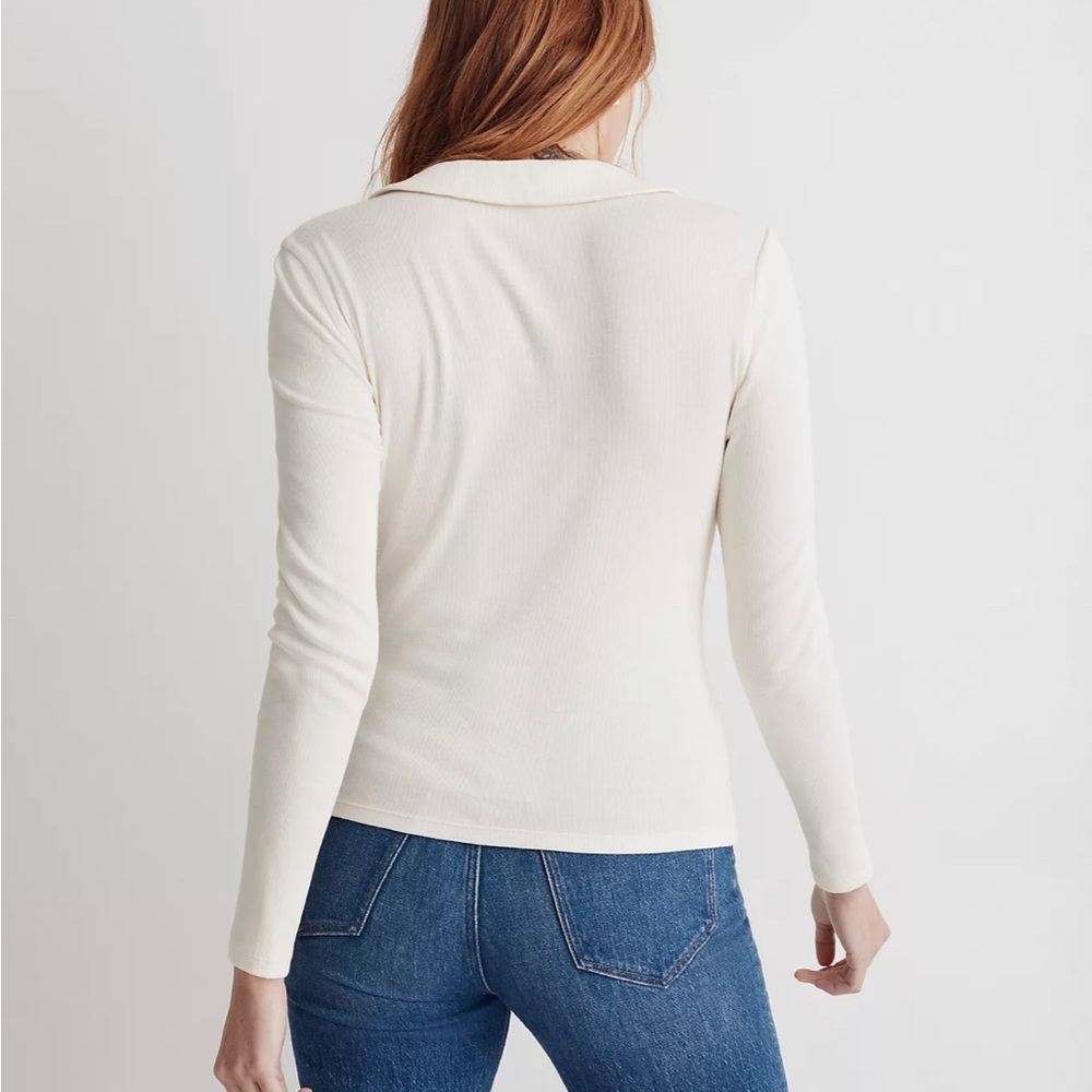 NWT Madewell ribbed collar cardigan in ivory. Size XS - Picture 2 of 4